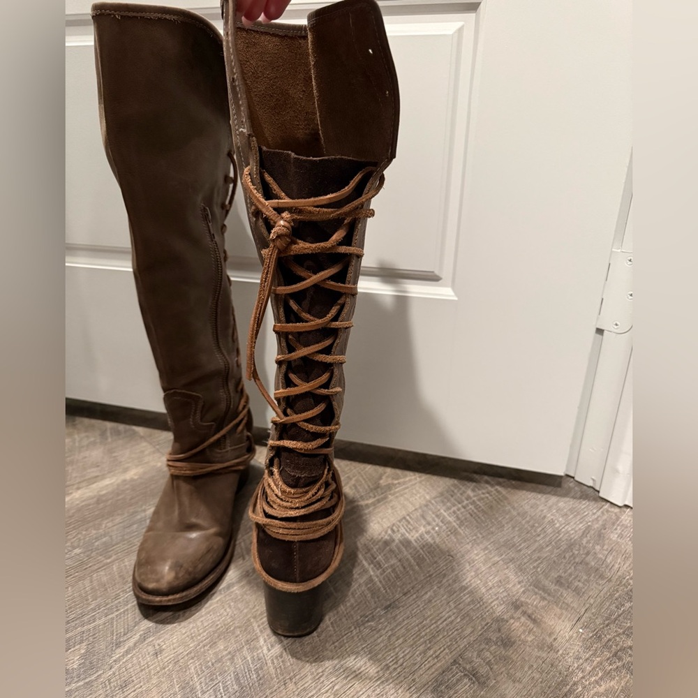Freebird Coal Leather Knee-High Boots